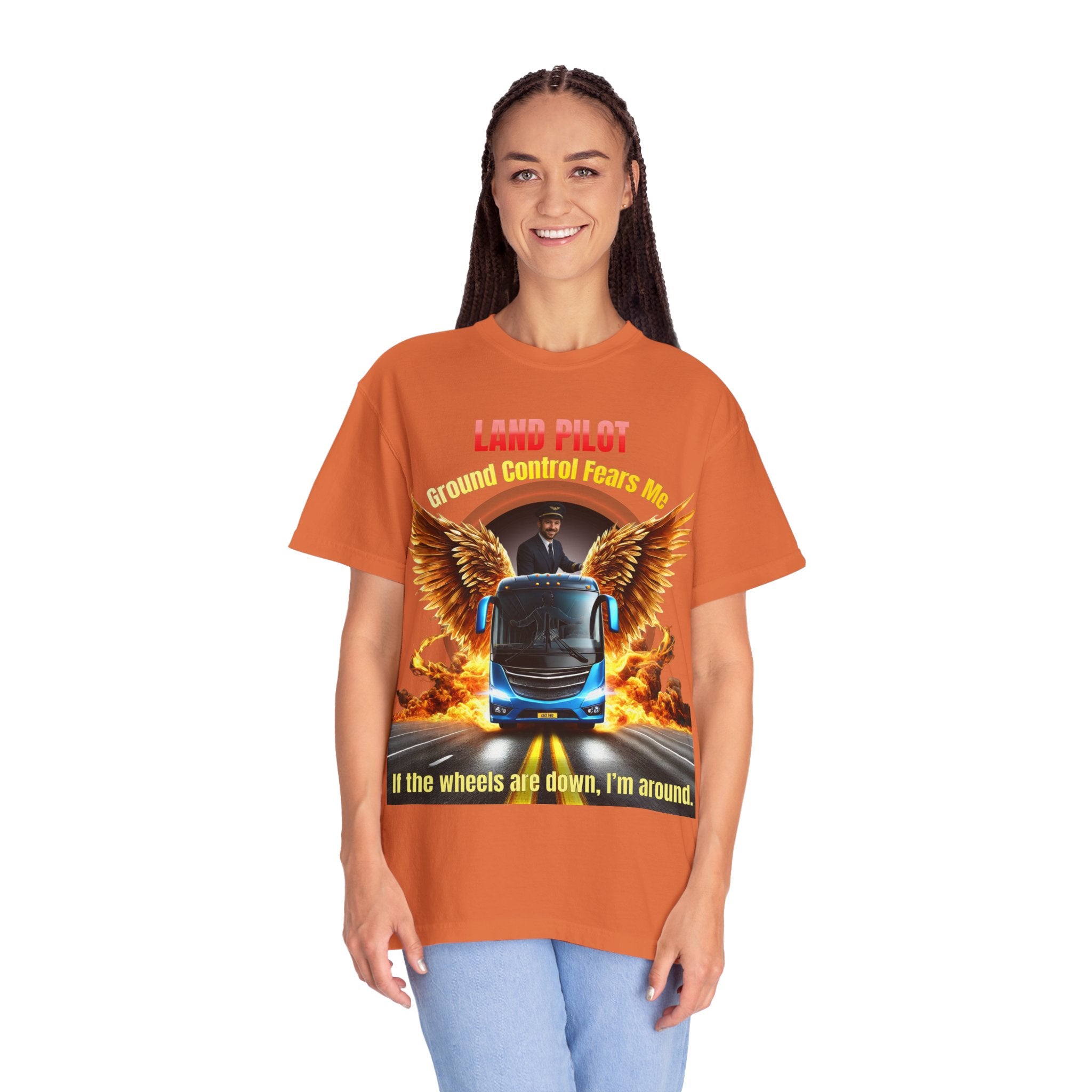 Bus Driver T-Shirt — "Land Pilot" & "If the wheels are down, I'm around" Graphic Tee