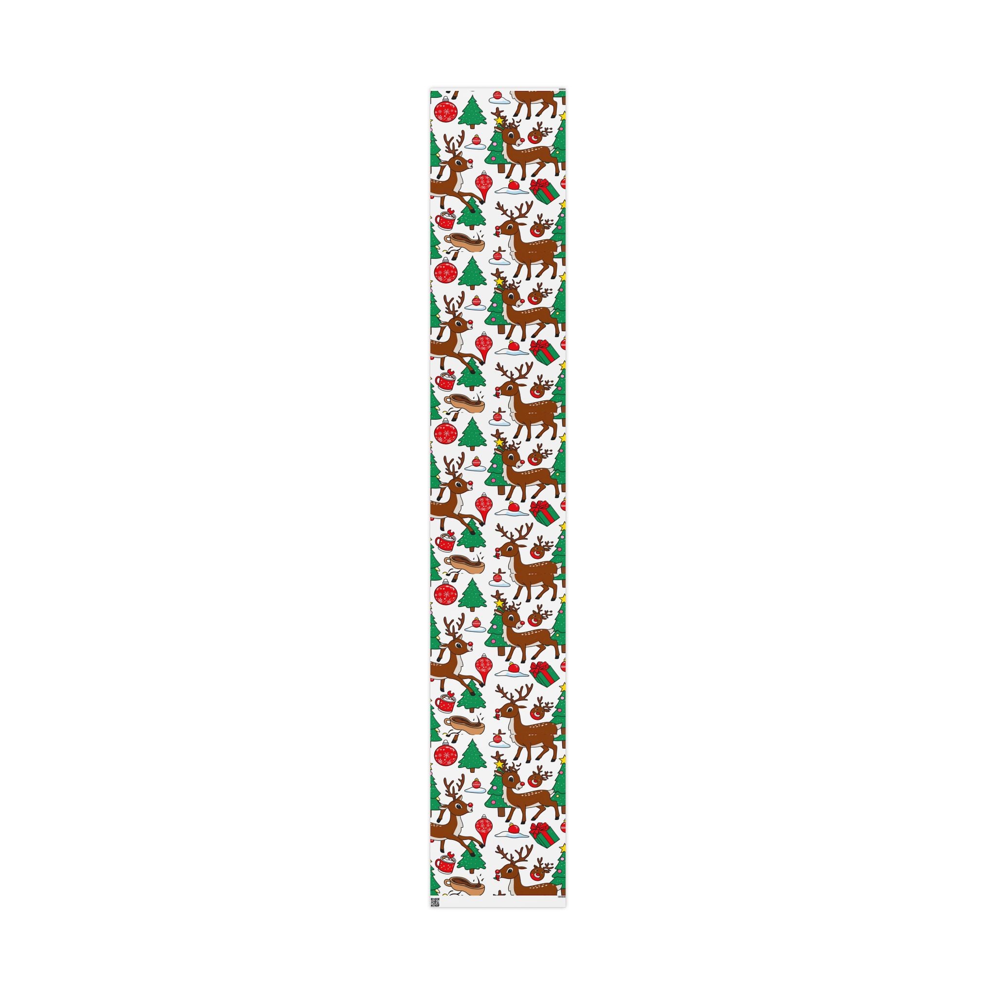 Reindeer Pattern Wrapping Paper | Christmas Trees Ornaments Gifts
