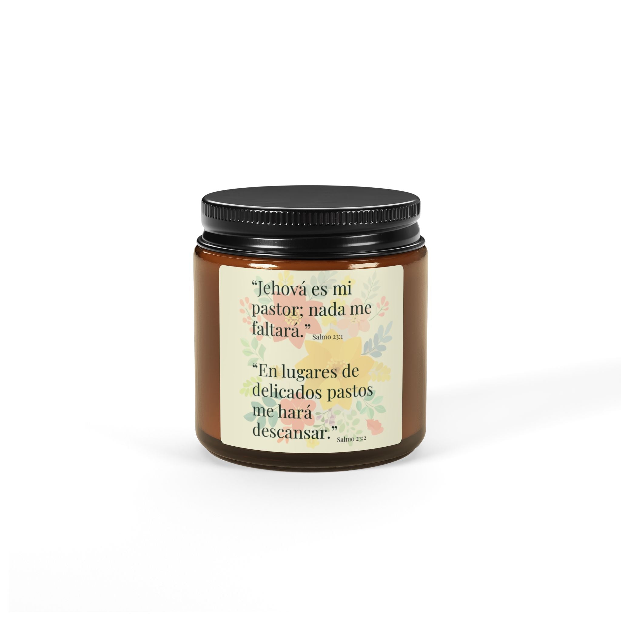 Salmo 23 Spanish Scripture Candle Amber Jar | Scented Soy Candle