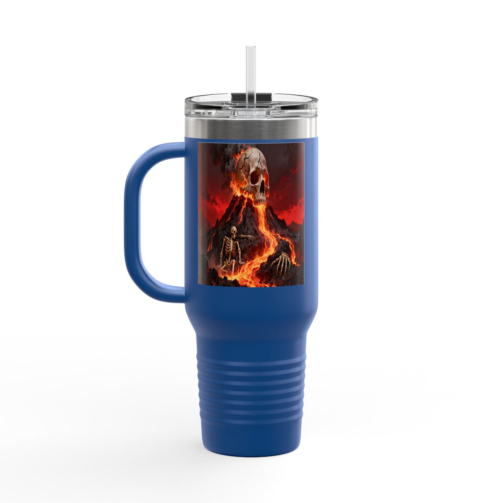 Raven on Skull with Blood Moon Insulated Travel Mug