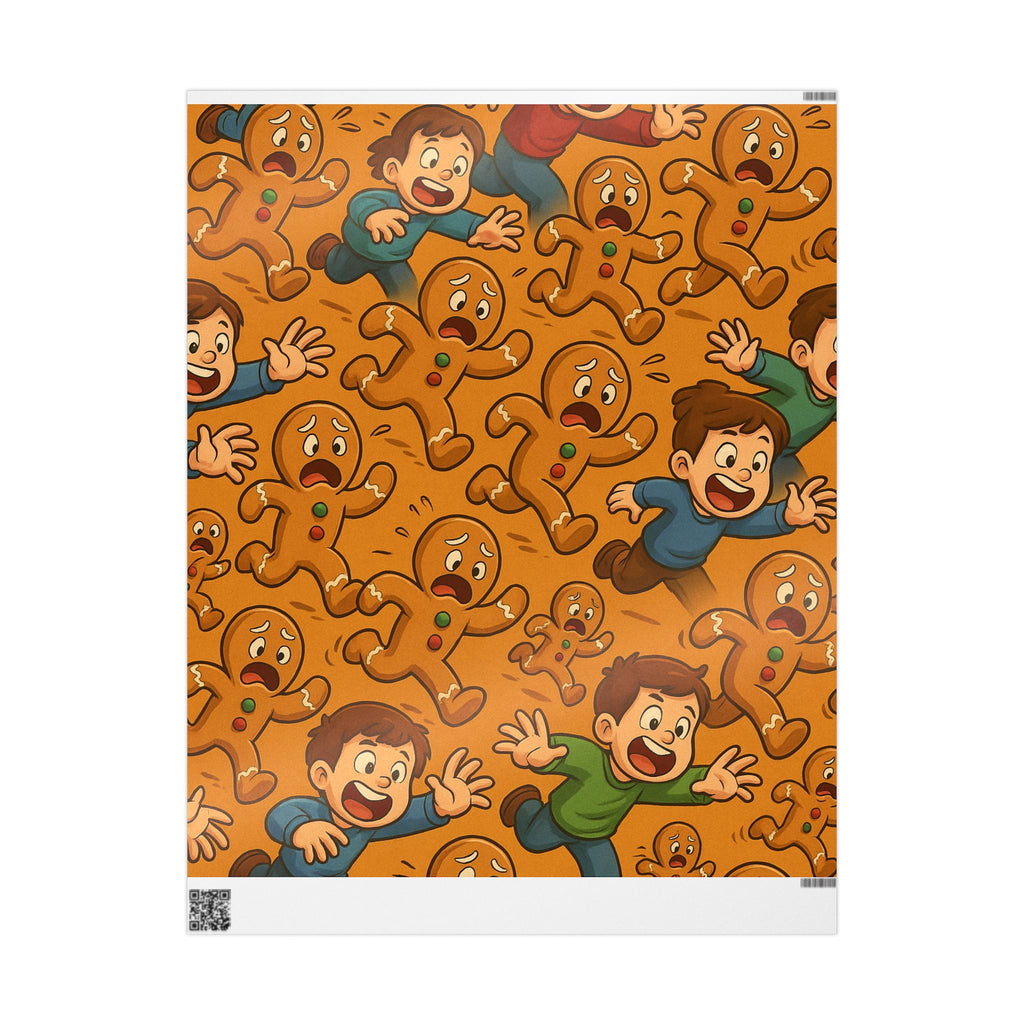Retro Gingerbread Pattern Wrapping Paper | Orange Holiday Candy Prints