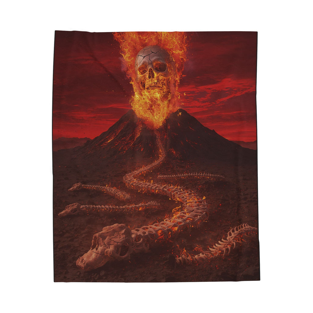 Flaming Skull Volcano velveteen plush blanket | Dark Fantasy, Lava Skull Design