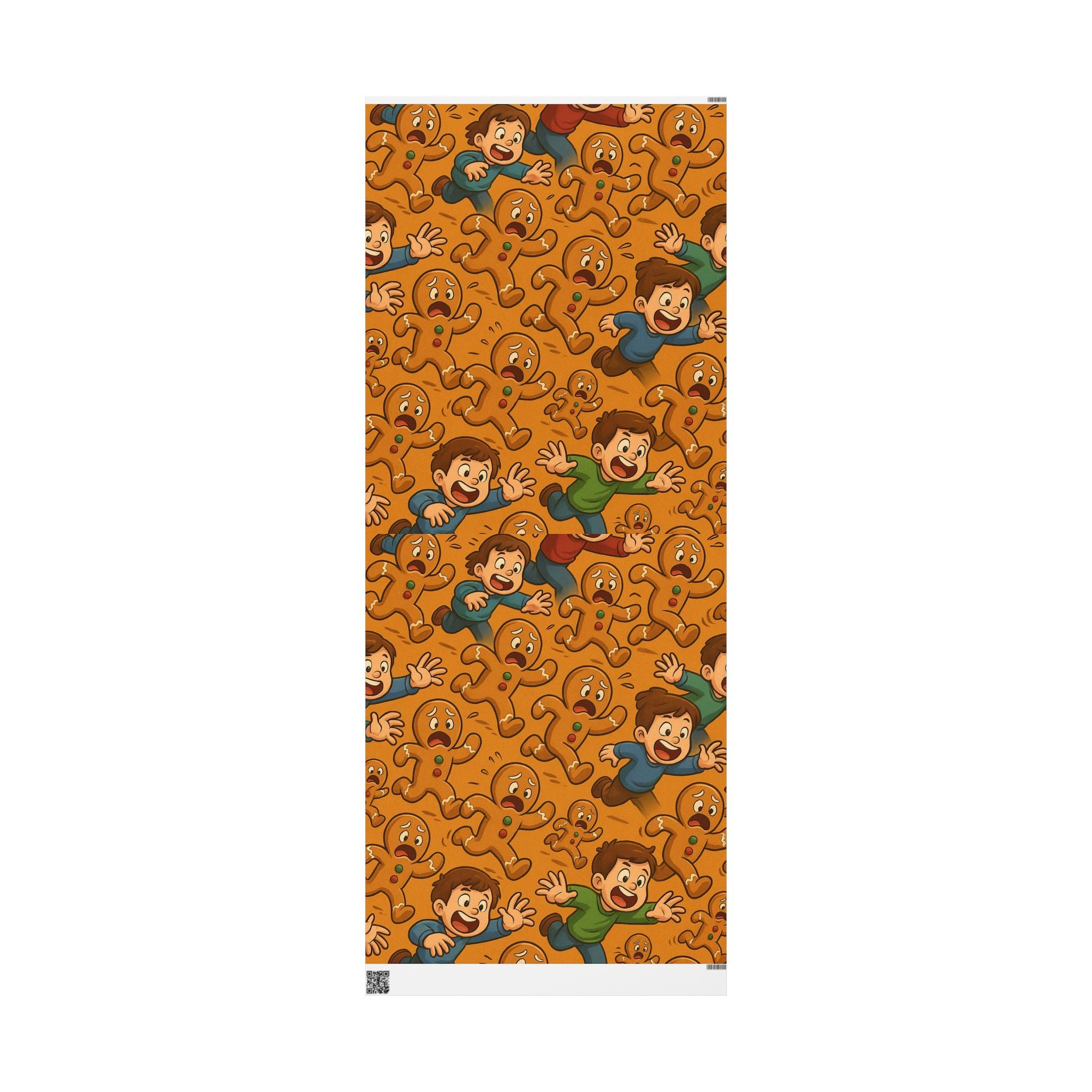 Retro Gingerbread Pattern Wrapping Paper | Orange Holiday Candy Prints