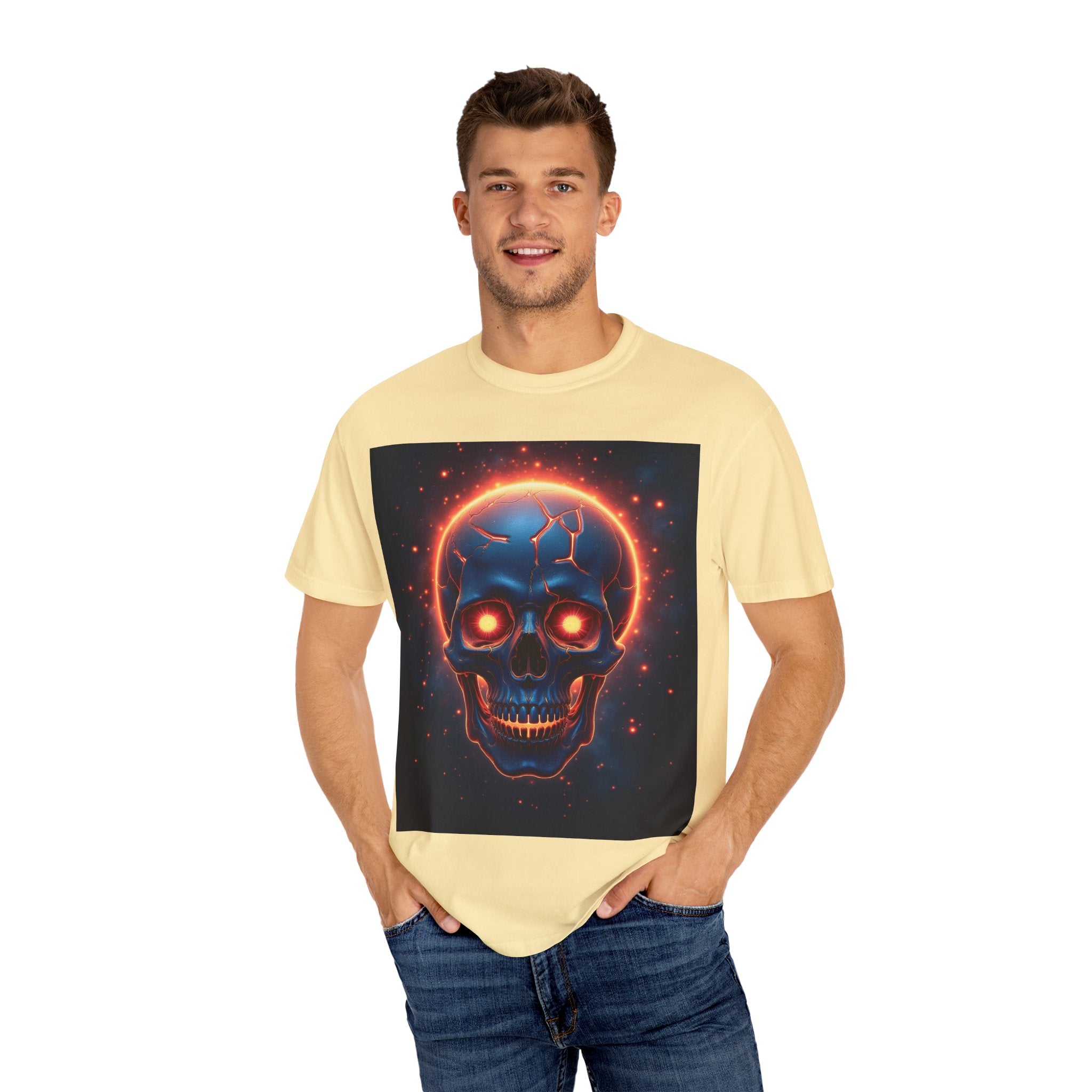 Glowing Neon Skull T-shirt | Fiery Skull Graphic Tee
