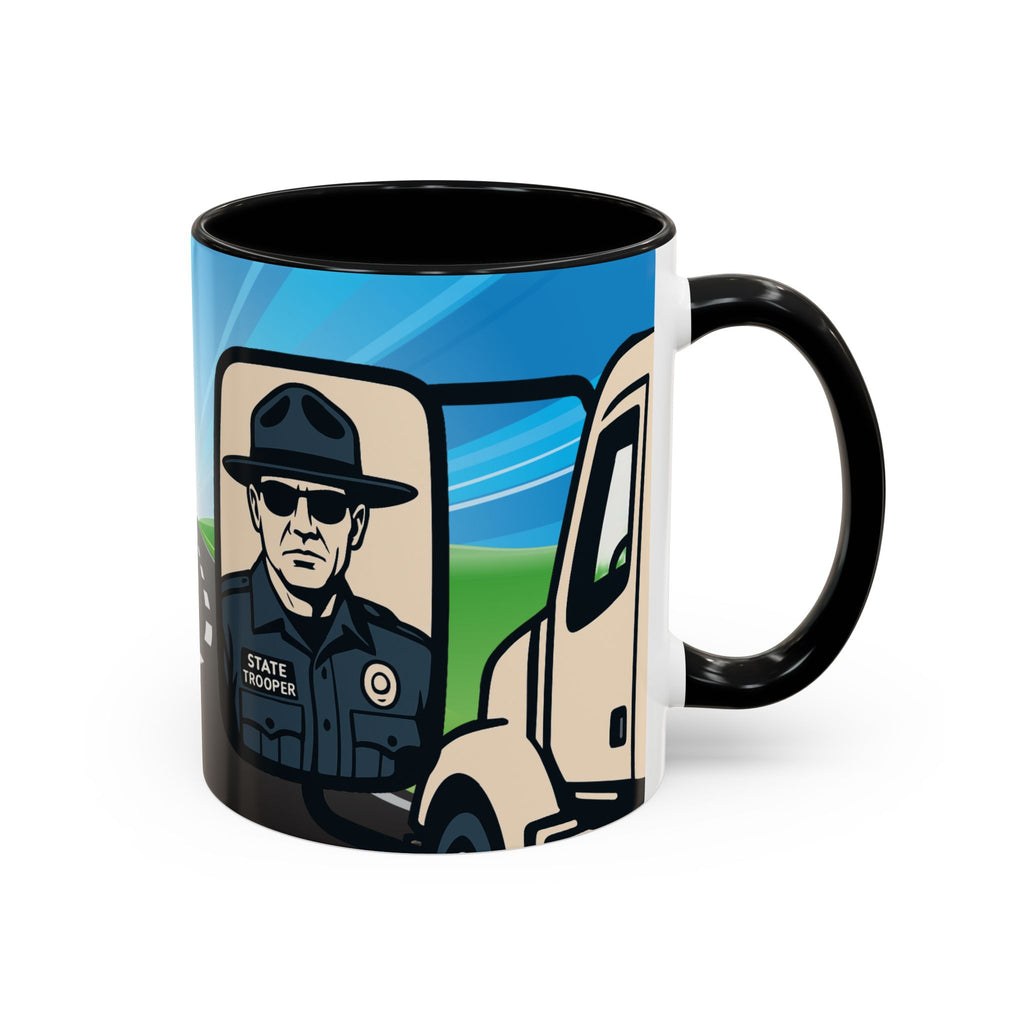 State Trooper Highway Scene Mug | Accent Coffee Mug 11oz 15oz