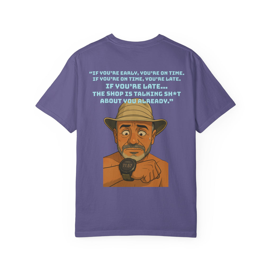 Pocket Graphic T-Shirt — Retro Explorer Watch Illustration & Quote