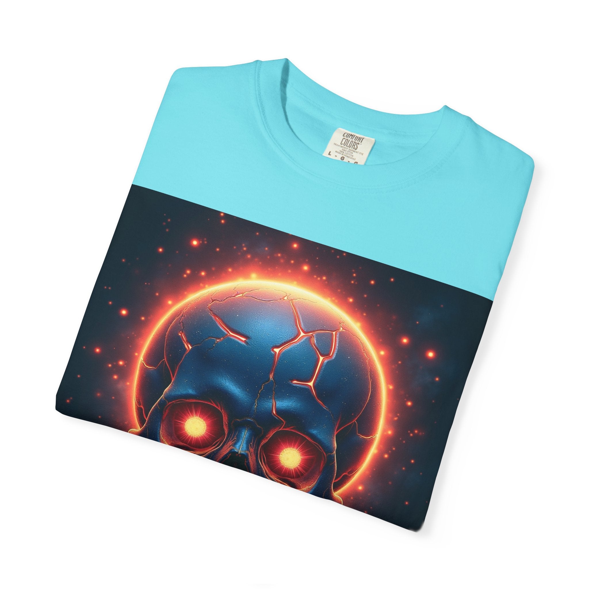 Glowing Neon Skull T-shirt | Fiery Skull Graphic Tee