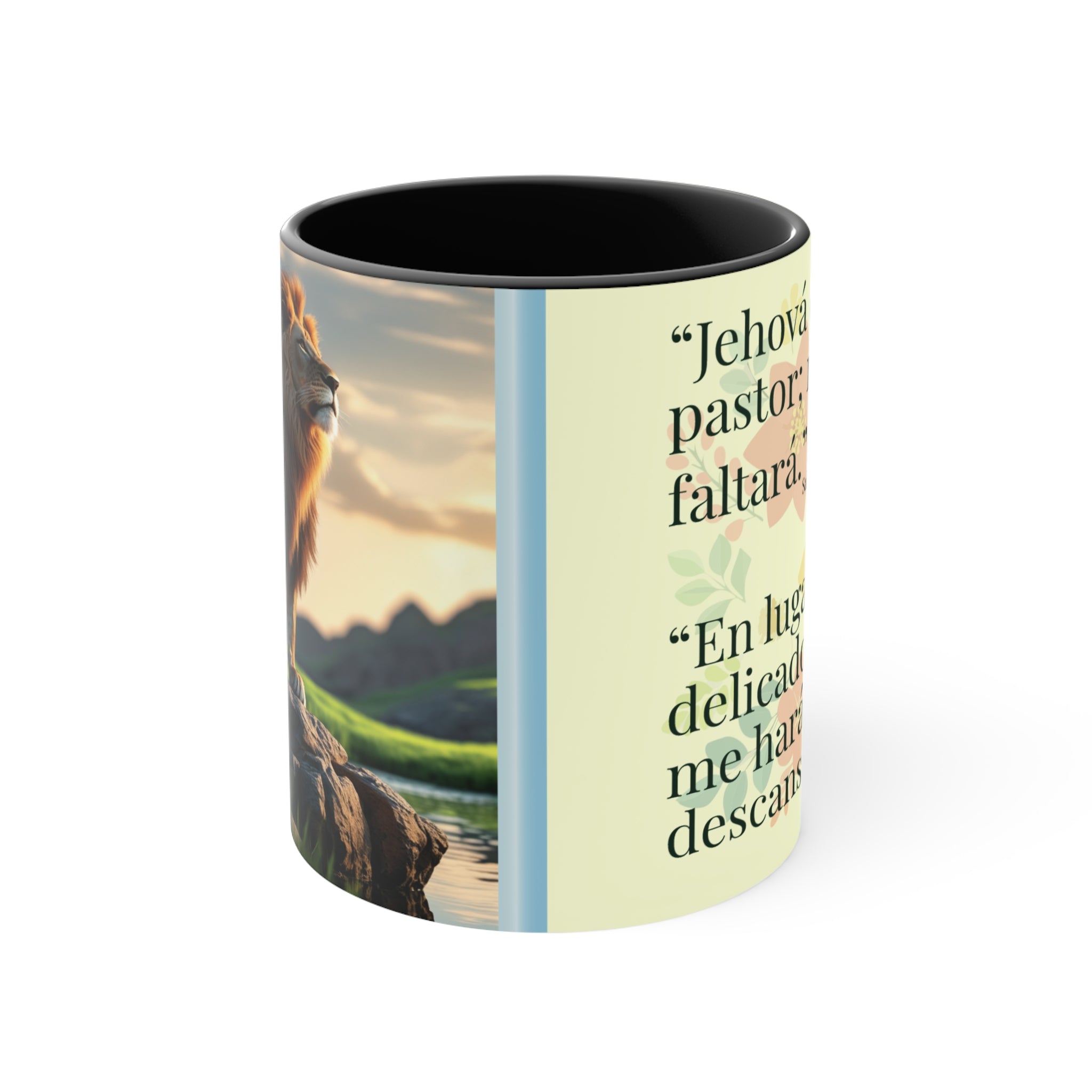 Lion Scene Mug | Accent Pink Interior, Inspirational Scripture Panel