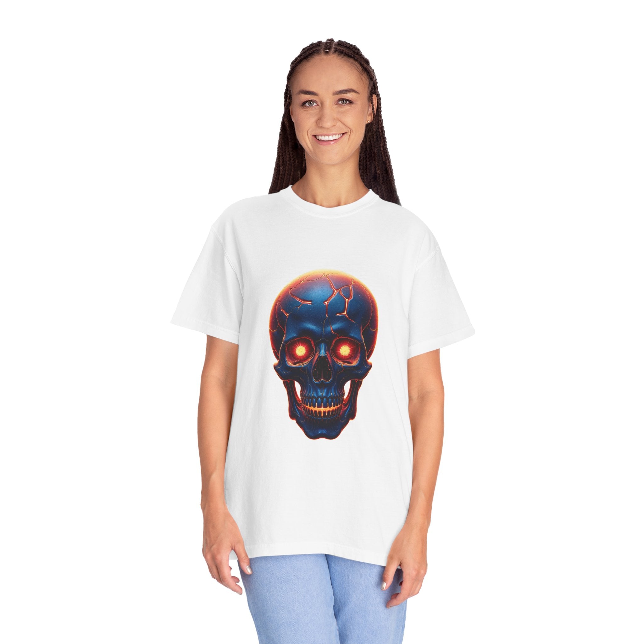 Glowing Neon Skull T-shirt | Fiery Skull Graphic Tee