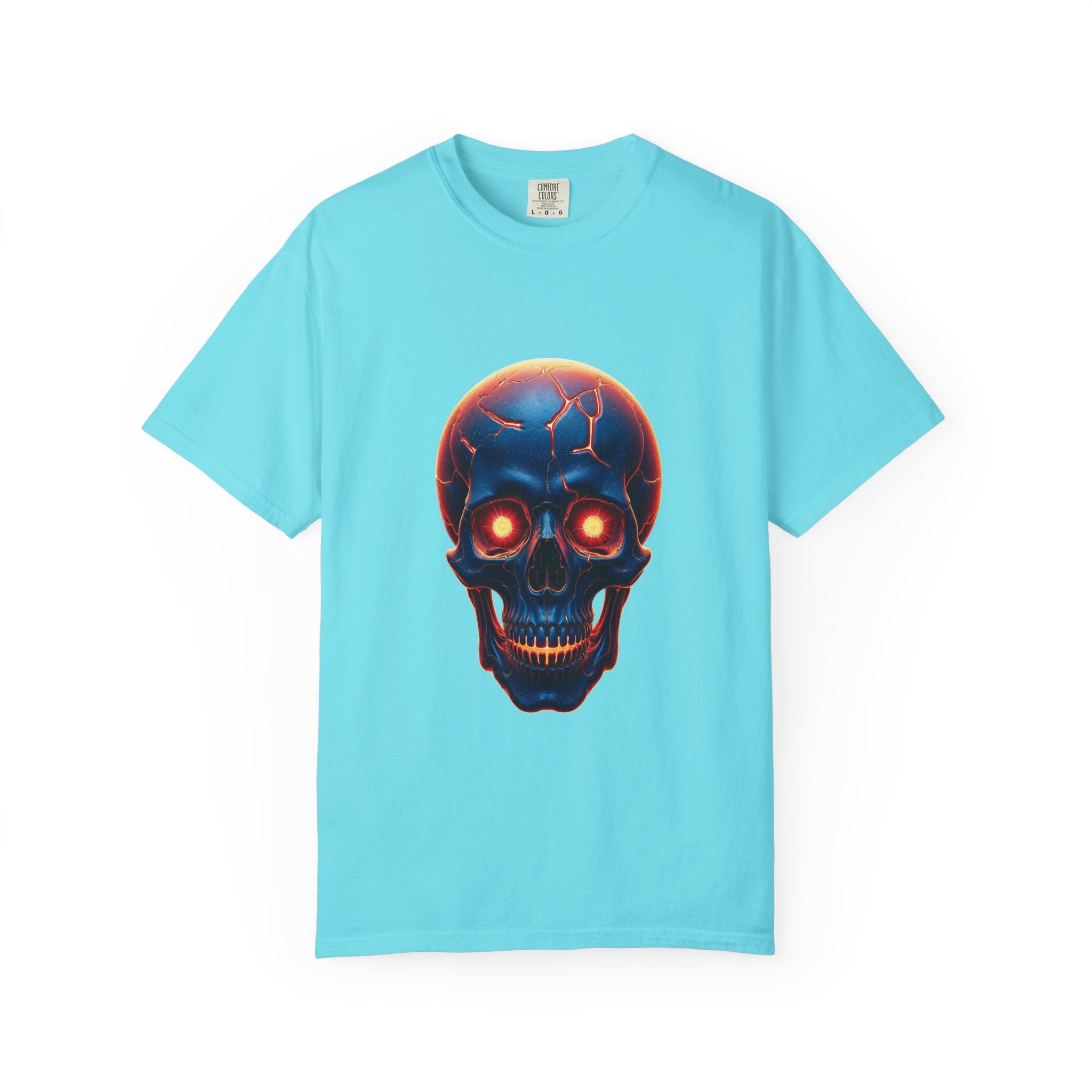 Glowing Neon Skull T-shirt | Fiery Skull Graphic Tee