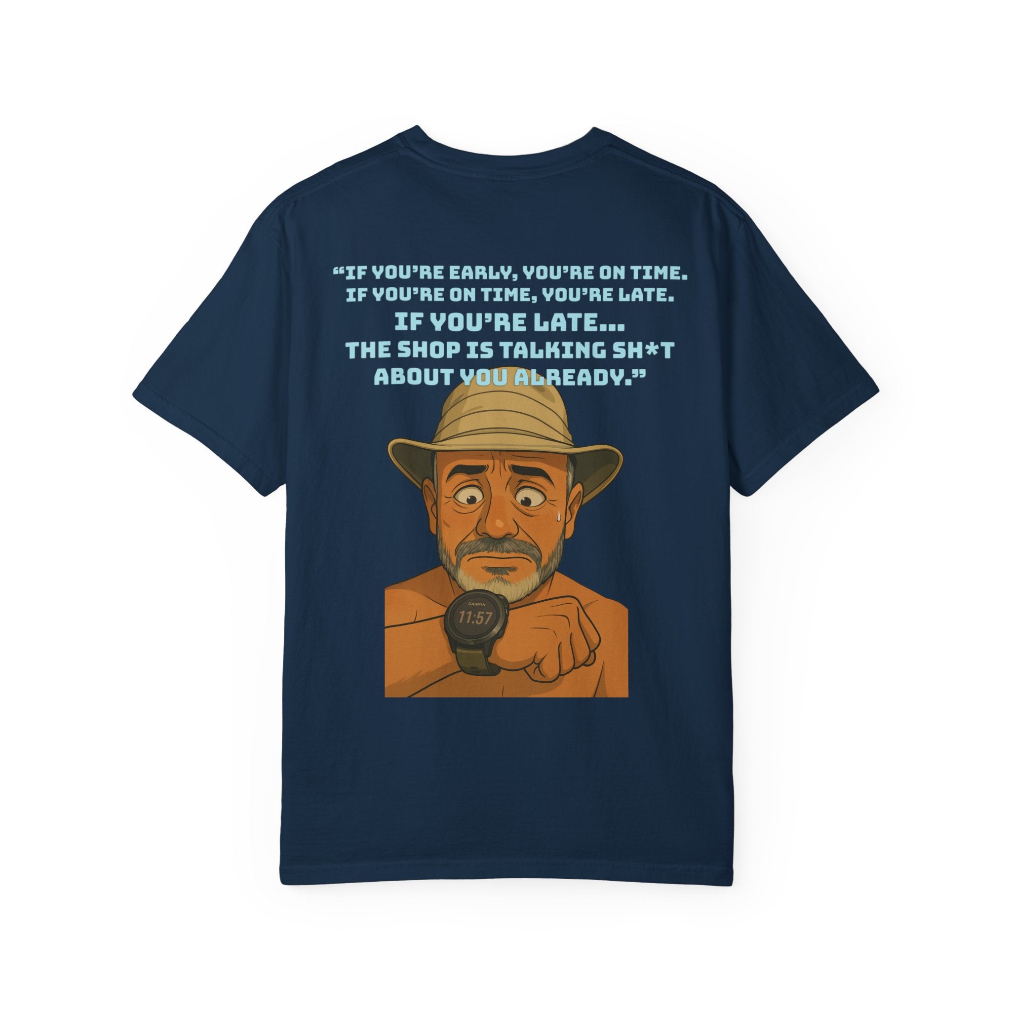 Pocket Graphic T-Shirt — Retro Explorer Watch Illustration & Quote