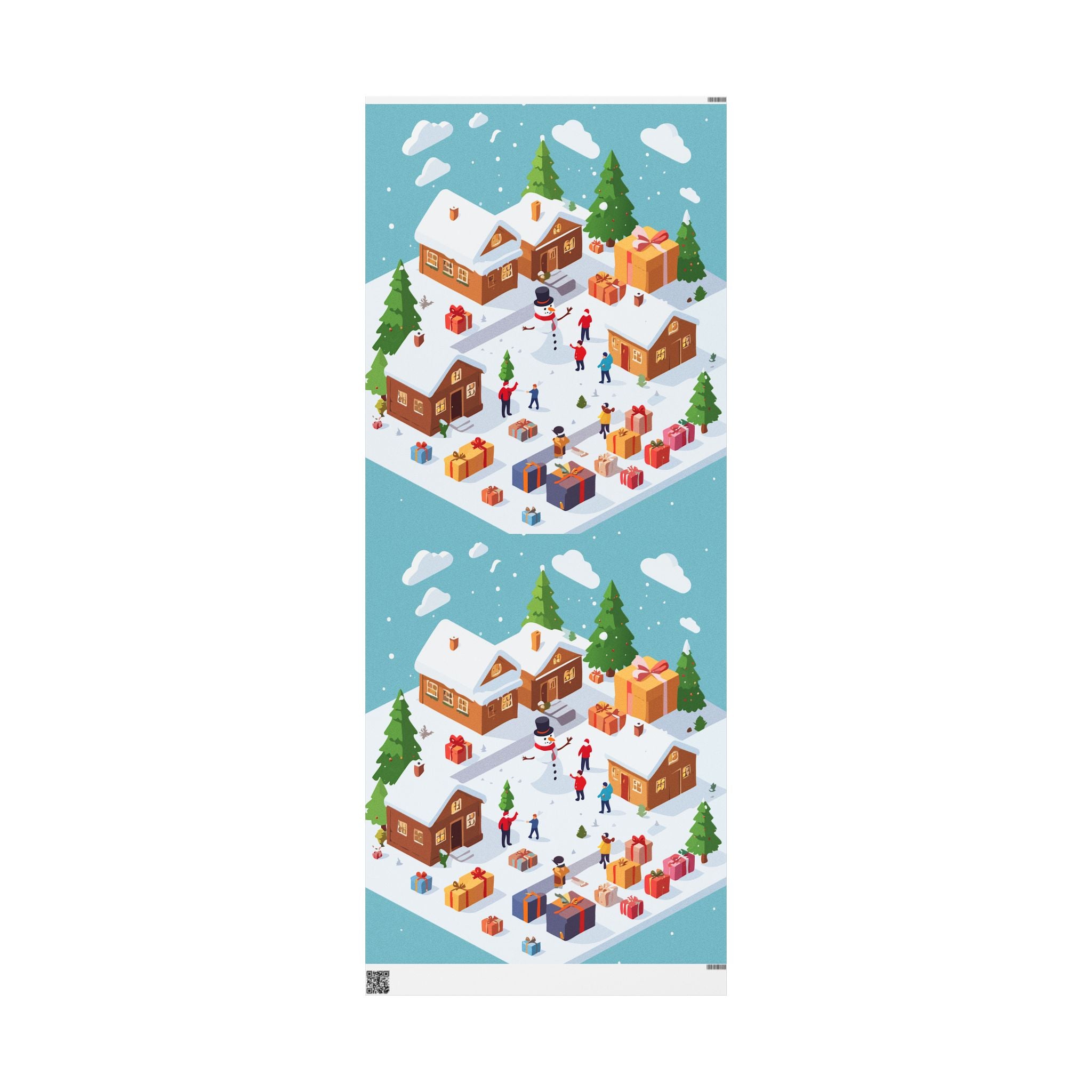 Snowy Gingerbread Village Wrapping Paper | Holiday Christmas Gift Wrap