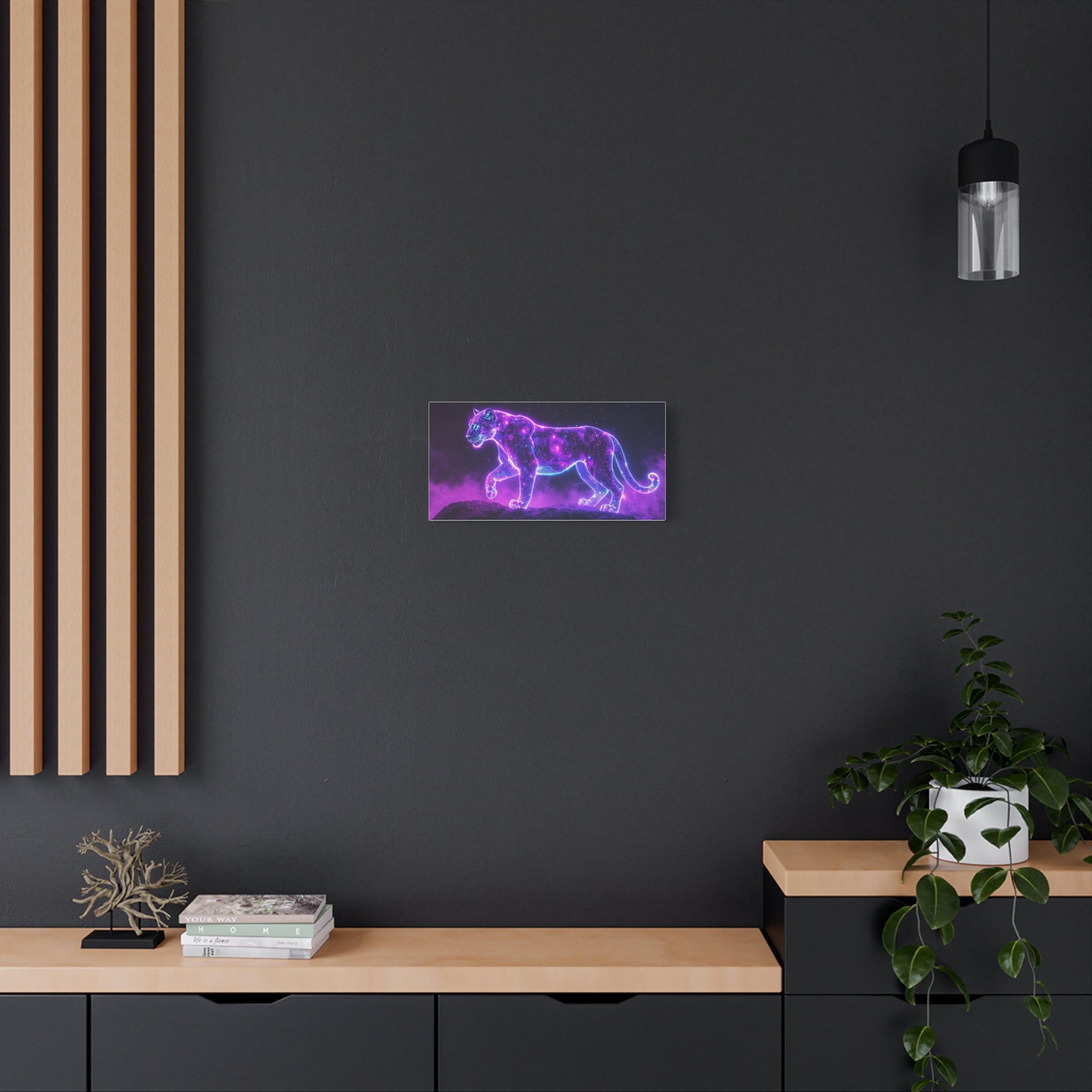 Neon Galaxy Panther Canvas | Matte Stretched Wall Art 1.25"