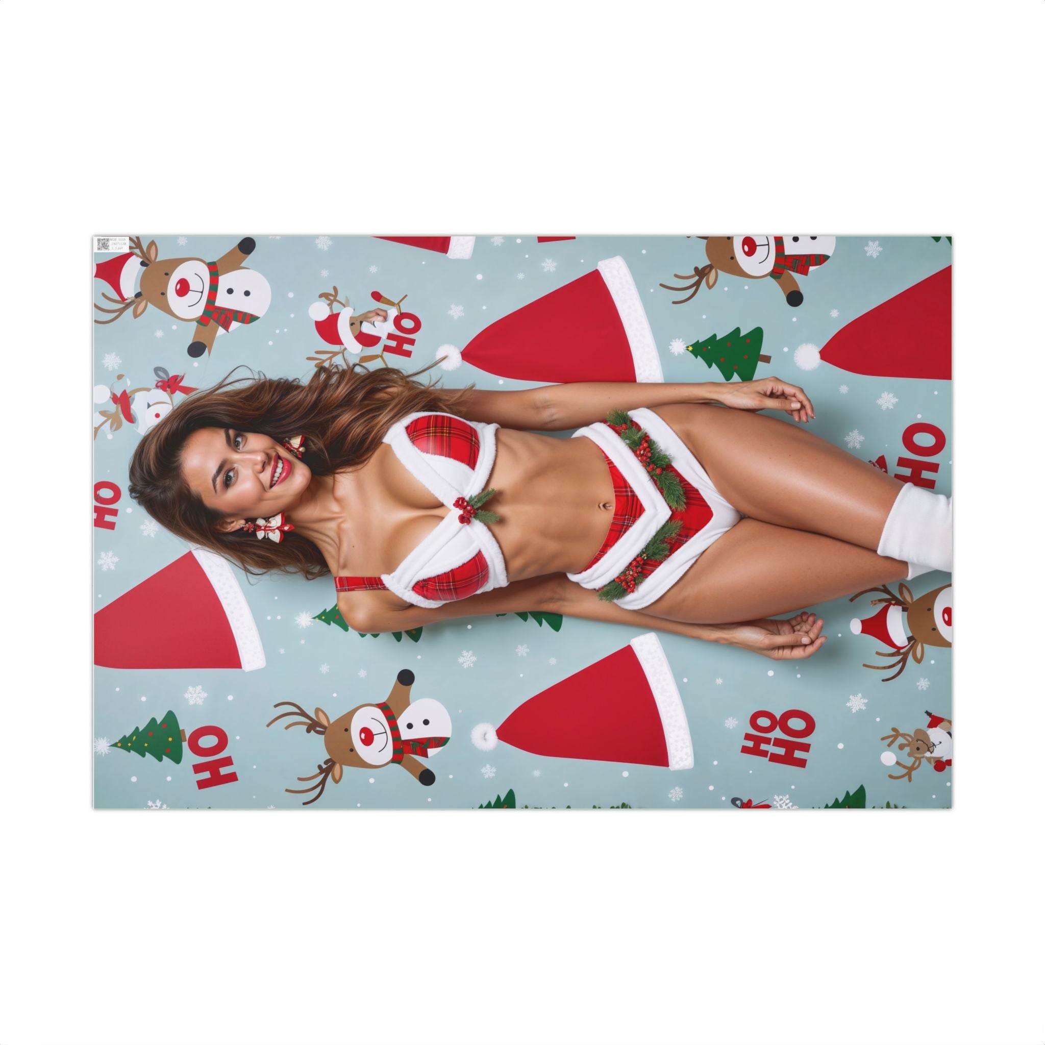 Pinup Santa Bikini Gift Wrap | Christmas Wrapping Paper, Festive Pinup Pattern