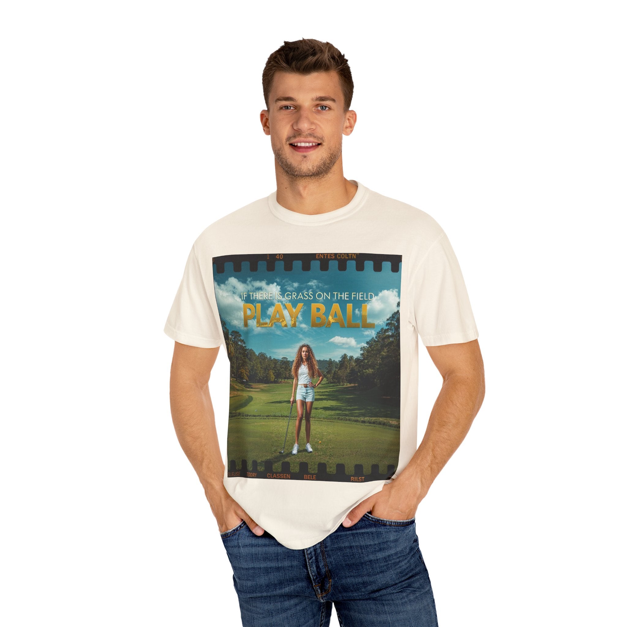 Play Ball golf scene T-shirt | retro golf course photo tee