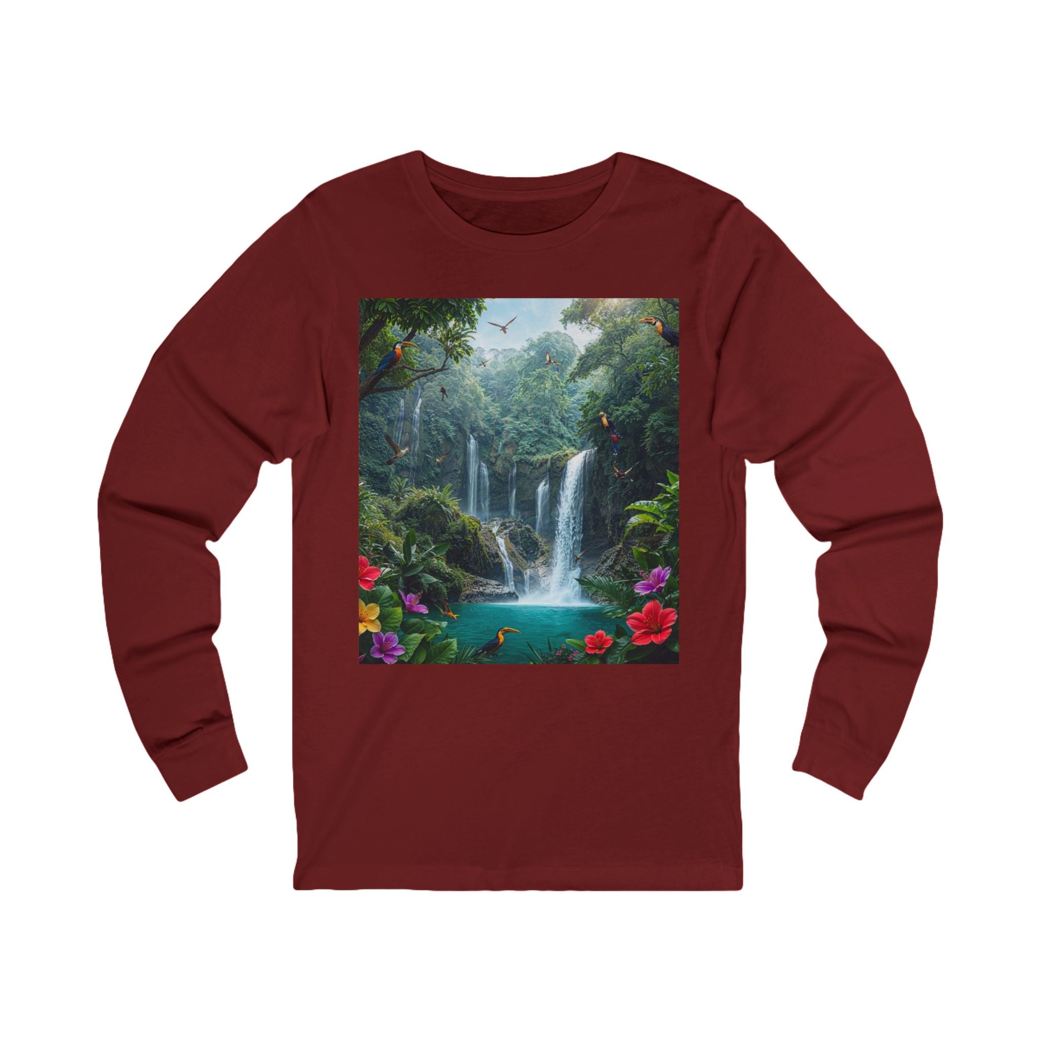 Tropical Waterfall Landscape Tee | Long Sleeve Nature Shirt