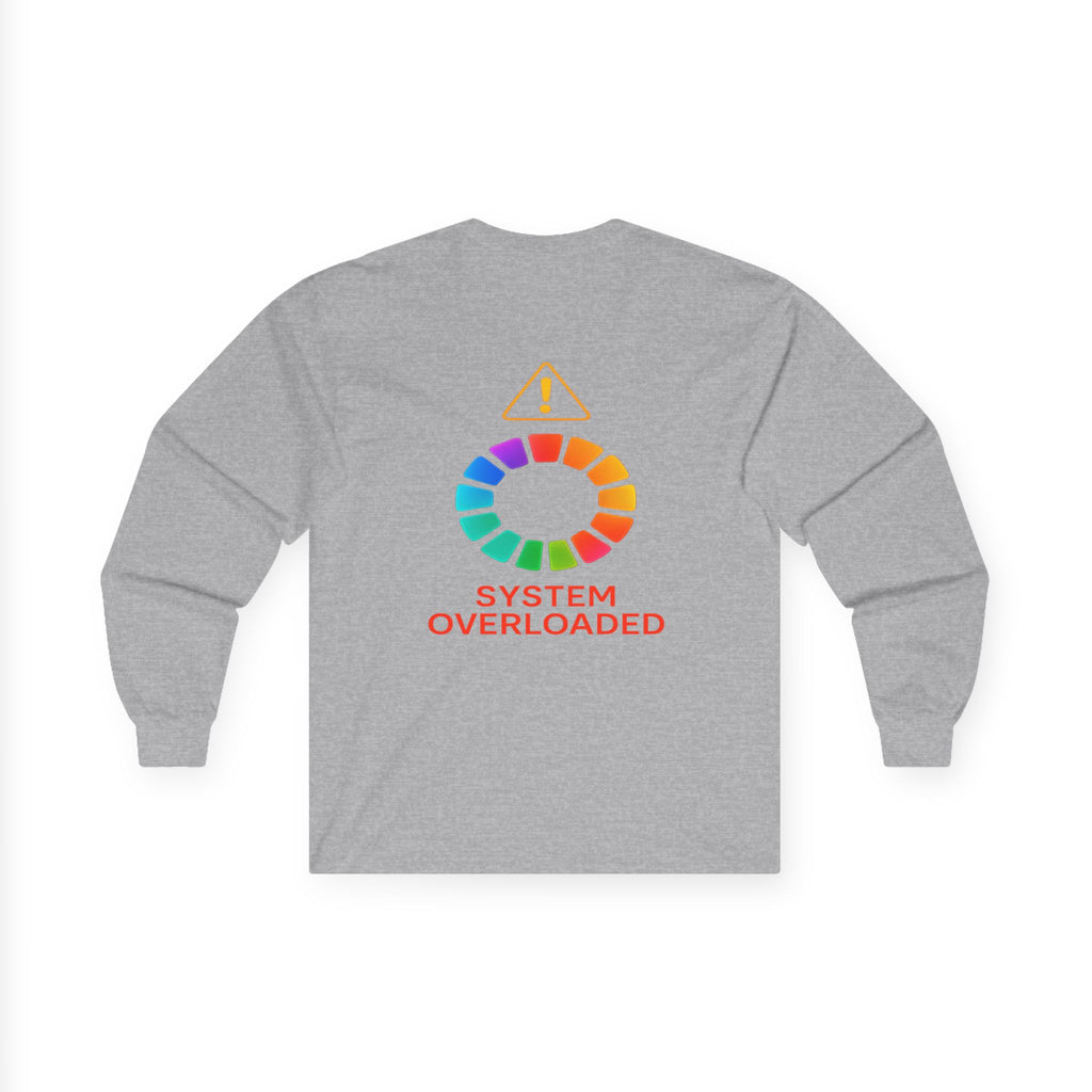 Professional Overthinker brain graphic Long Sleeve Tee | System Overloaded back design
