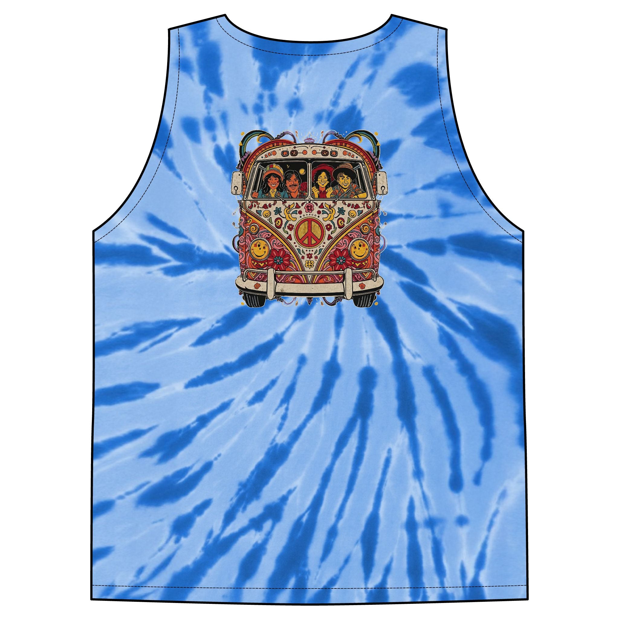 Psychedelic Hippie VW Bus Tie-Dye Tank Top | Retro Peace Van