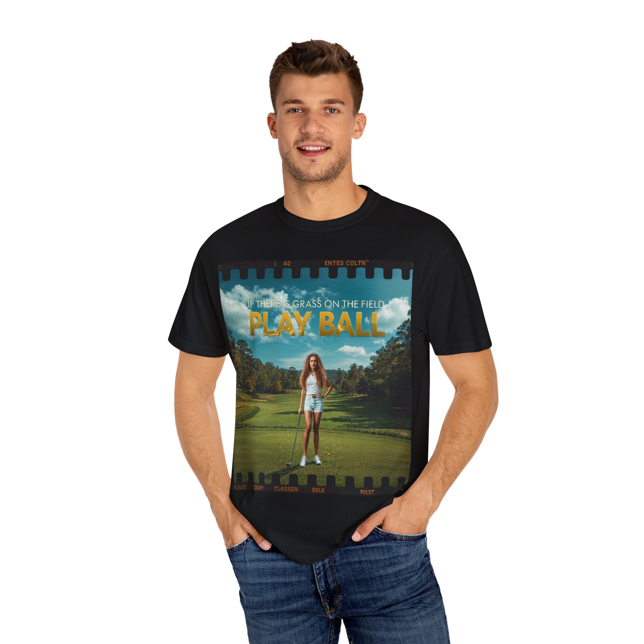 Play Ball golf scene T-shirt | retro golf course photo tee